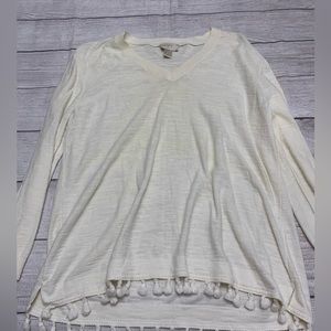 Loft Outlet Women's Size L White Long Sleeve Sweater.
